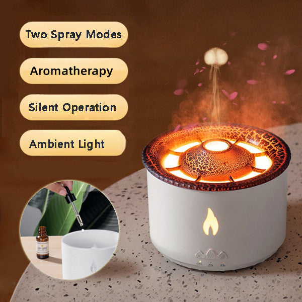 Ultrasonic Essential Oil Humidifier | Volcano Aromatherapy Machine Spray | Jellyfish Air Flame Humidifier Diffuser