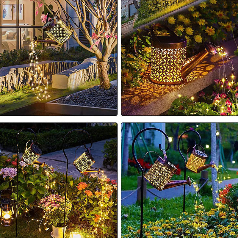 2PCS LED Watering Can Solar Light Strings, Solar Lights Outdoor Decorative Lamp, Solar Lantern Outd