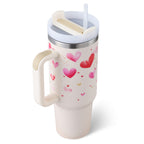 Tumbler With Handle Straw Insulated, Stainless Steel Spill Proof Vacuum Coffee Cup Tumbler With Lid Tapered Mug