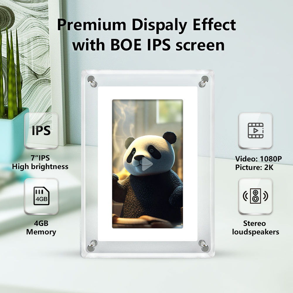 7 Inch IPS Screen Video Acrylic Digital Photo Picture Wifi Frame Signage Racks