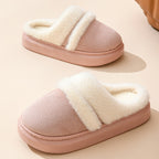Fashion Warm Cotton Slippers For Women | Winter Bedroom Floor Suede Slipper