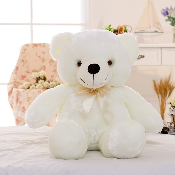 Teddy Bear Stuffed Animals Plush Toy Colorful LED Glowing Christmas Gift For Kids Pillow