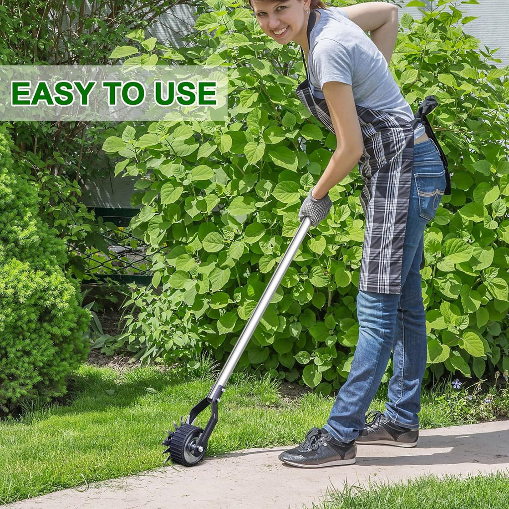 Wheel Rotary Edger, Sidewalk Manual Lawn Edger, Stainless Steel Handle, Adjustable Height -66.7Inch