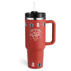 Tumbler With Handle Straw Insulated, Stainless Steel Spill Proof Vacuum Coffee Cup Tumbler With Lid Tapered Mug