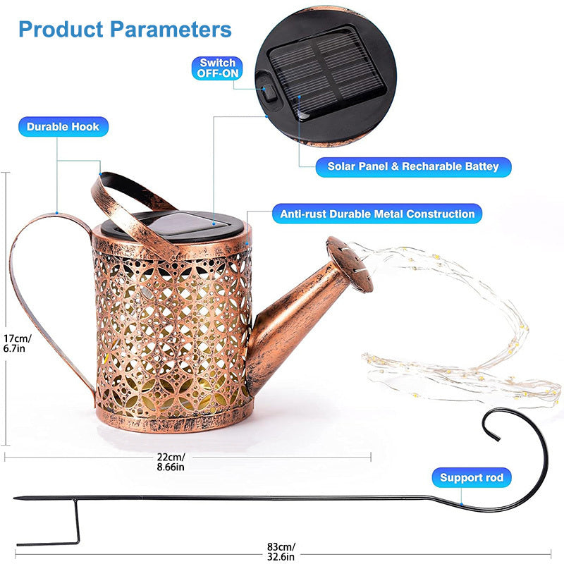 2PCS LED Watering Can Solar Light Strings, Solar Lights Outdoor Decorative Lamp, Solar Lantern Outd