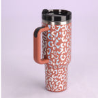 Tumbler With Handle Straw Insulated, Stainless Steel Spill Proof Vacuum Coffee Cup Tumbler With Lid Tapered Mug
