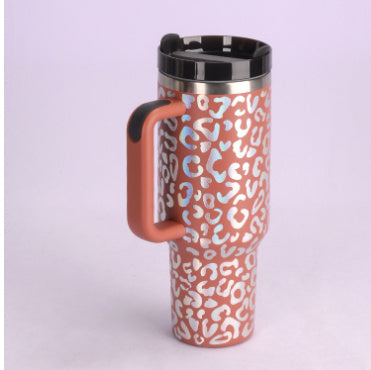Tumbler With Handle Straw Insulated, Stainless Steel Spill Proof Vacuum Coffee Cup Tumbler With Lid Tapered Mug