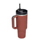 Tumbler With Handle Straw Insulated, Stainless Steel Spill Proof Vacuum Coffee Cup Tumbler With Lid Tapered Mug