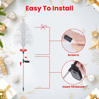 7 Color Changing Solar Christmas Tree Lights Outdoor Optical Fiber Tree Lights With Topper Star IP44 Waterproof For Garden Yard Pathway Lawn - Pack of 4