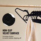 VEVOR Velvet Hangers 50 Pack Black Non-Slip Hangers With 360 Degree Swivel Hook