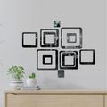 3D Acrylic Mirror Wall Stickers - Square Black Decorative Tiles for Home, Bedroom & Office (Pack of 12)