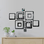 3D Acrylic Mirror Wall Stickers - Square Black Decorative Tiles for Home, Bedroom & Office (Pack of 12)
