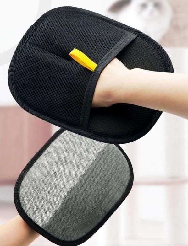 Pet Hair Removal Gloves (Pack of 2) - Double Sided Mesh Grooming Mitt for Dogs & Cats