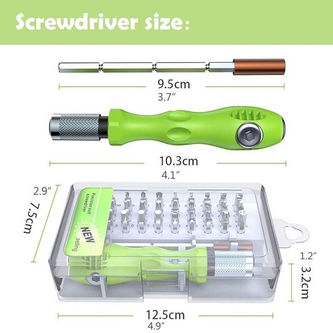 32-in-1 Multipurpose Mini Screwdriver Kit - Magnetic Interchangeable Bits & Wrench Repair Tool Set