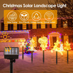 1 Set Of 5Pcs Mixed Christmas Decoration Light Solar Stake Light Waterproof Reindeer Snowflake Bell Christmas Tree Santa Claus Light Outdoor Landscape Light