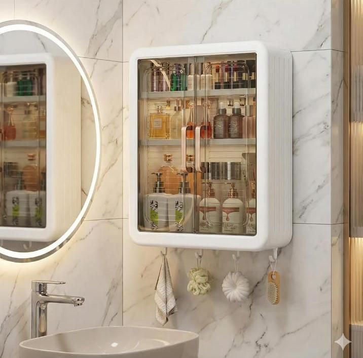 Minimalist Wall-Mounted Bathroom Storage Box - No Drill, Waterproof Shelf Organizer
