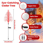 7 Color Changing Solar Christmas Tree Lights Outdoor Optical Fiber Tree Lights With Topper Star IP44 Waterproof For Garden Yard Pathway Lawn - Pack of 4