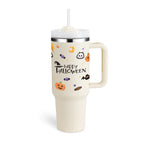 Tumbler With Handle Straw Insulated, Stainless Steel Spill Proof Vacuum Coffee Cup Tumbler With Lid Tapered Mug