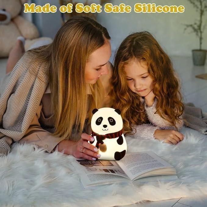 Cute Panda Silicone Night Light Lamp for Kids - 7 Color Touch Sensor LED