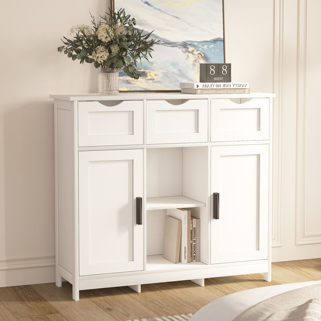 Cabinets With Drawers And Shelves, Living Room, Bedroom, Bathroom Cabinets - White