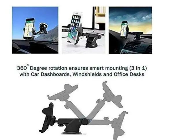 Revolex Zoom Star Pros Car Dashboard Mobile Holder - Universal Phone Mount (Black)