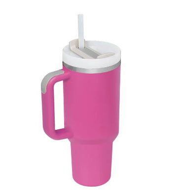 Tumbler With Handle Straw Insulated, Stainless Steel Spill Proof Vacuum Coffee Cup Tumbler With Lid Tapered Mug
