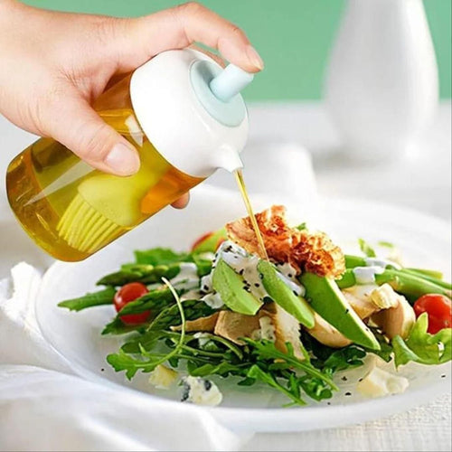 2-in-1 Oil Dispenser Bottle with Silicone Brush 250ml - Kitchen Cooking Tool