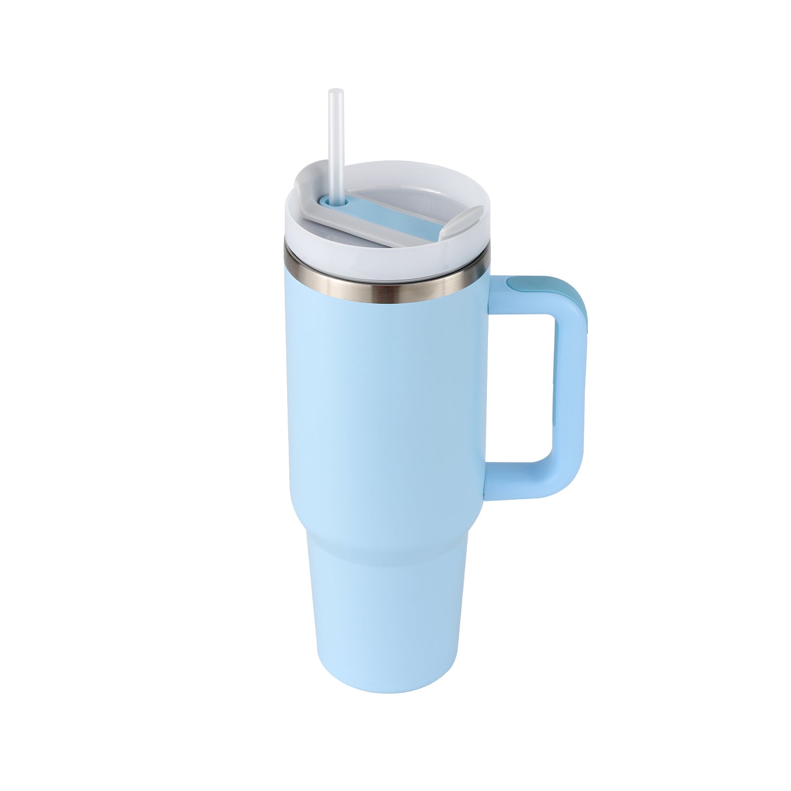 Tumbler With Handle Straw Insulated, Stainless Steel Spill Proof Vacuum Coffee Cup Tumbler With Lid Tapered Mug