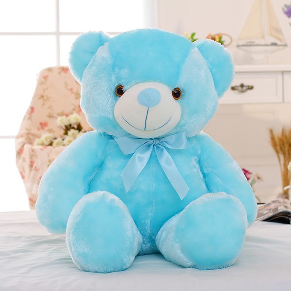 Teddy Bear Stuffed Animals Plush Toy Colorful LED Glowing Christmas Gift For Kids Pillow