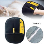 Pet Hair Removal Gloves (Pack of 2) - Double Sided Mesh Grooming Mitt for Dogs & Cats