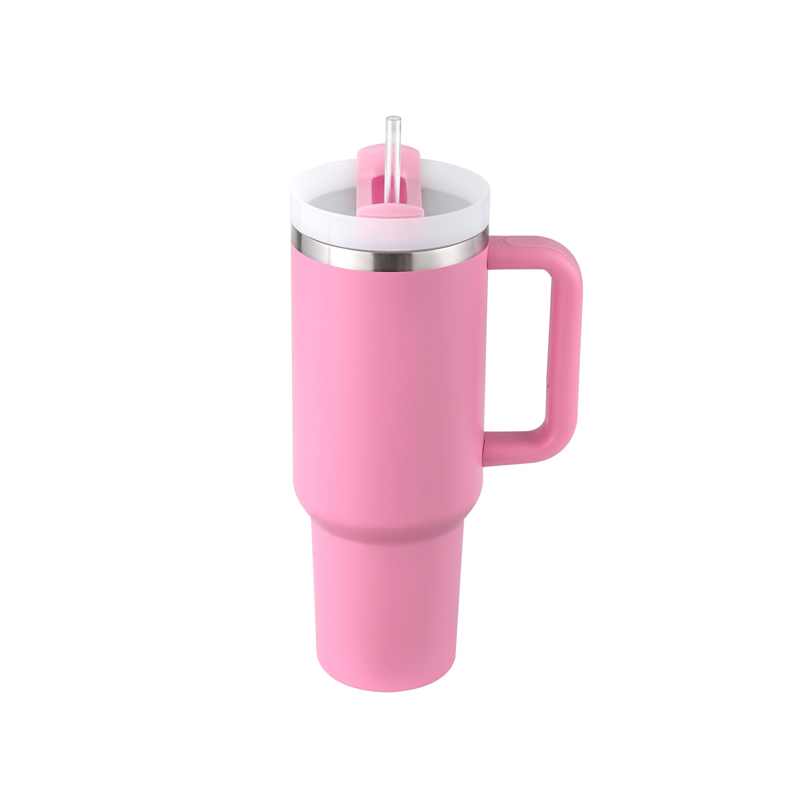 Tumbler With Handle Straw Insulated, Stainless Steel Spill Proof Vacuum Coffee Cup Tumbler With Lid Tapered Mug