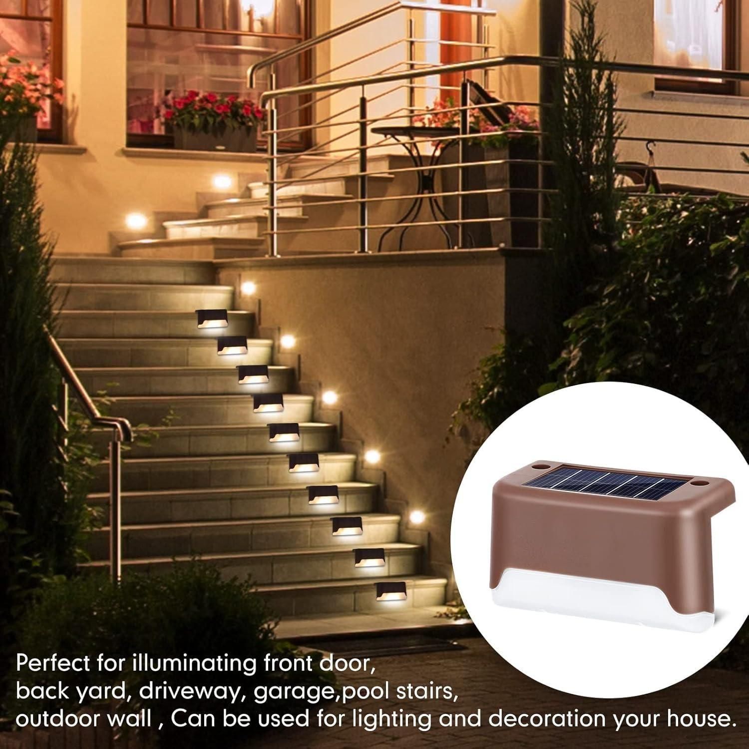 Solar Deck Lights Outdoor - Waterproof LED Garden Path Lights (Pack of 4)