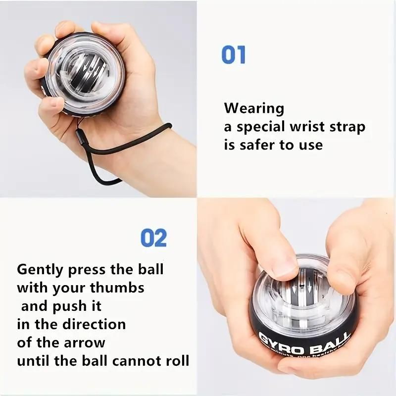 Advanced Gyro Wrist Strengthener Ball - Auto-Start Grip & Arm Trainer for Fingers, Wrists & Arms
