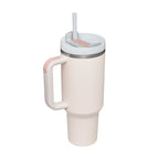 Tumbler With Handle Straw Insulated, Stainless Steel Spill Proof Vacuum Coffee Cup Tumbler With Lid Tapered Mug