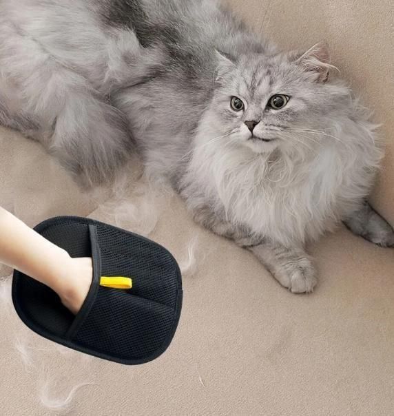 Pet Hair Removal Gloves (Pack of 2) - Double Sided Mesh Grooming Mitt for Dogs & Cats