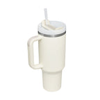 Tumbler With Handle Straw Insulated, Stainless Steel Spill Proof Vacuum Coffee Cup Tumbler With Lid Tapered Mug
