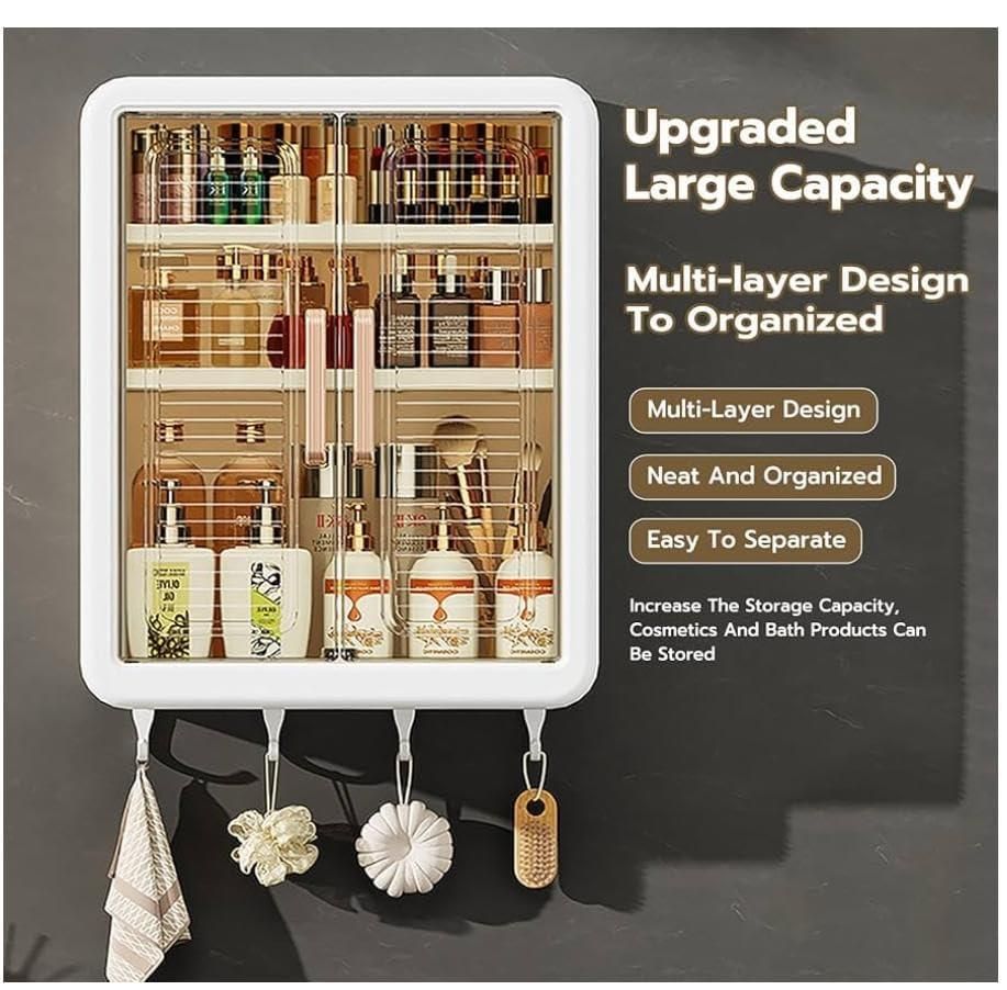 Minimalist Wall-Mounted Bathroom Storage Box - No Drill, Waterproof Shelf Organizer