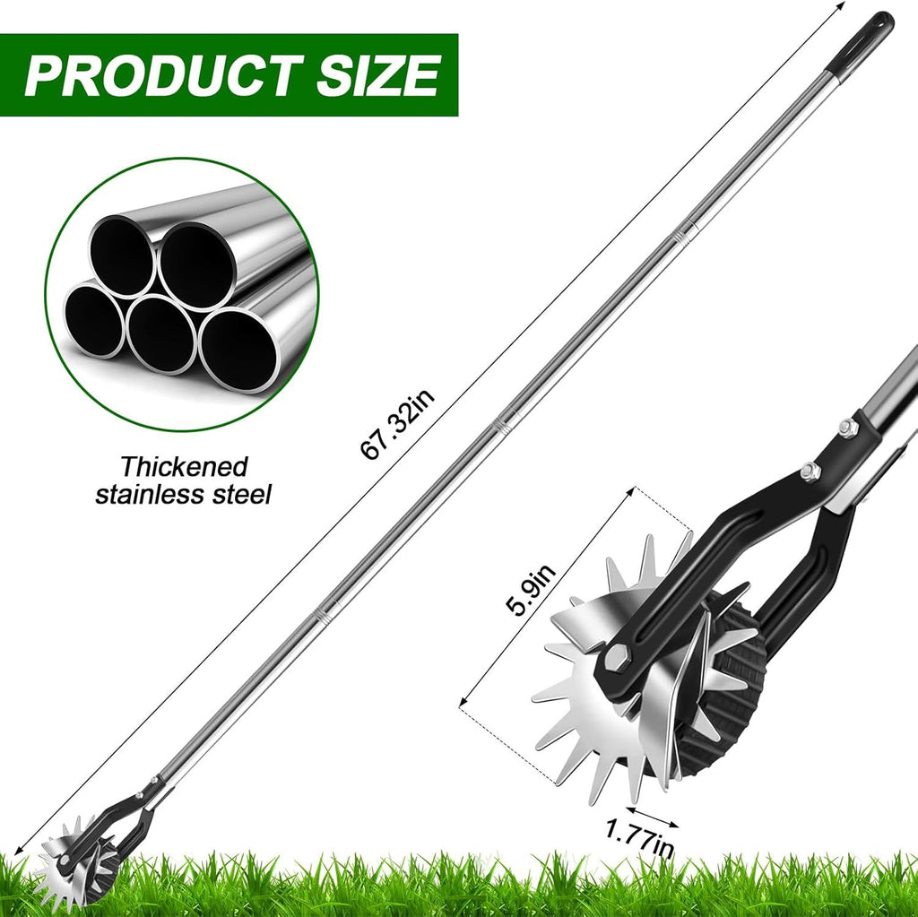 Wheel Rotary Edger, Sidewalk Manual Lawn Edger, Stainless Steel Handle, Adjustable Height -66.7Inch