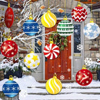Christmas Yard Signs With Stakes And Cords Christmas Balls - Pack of 9Pcs