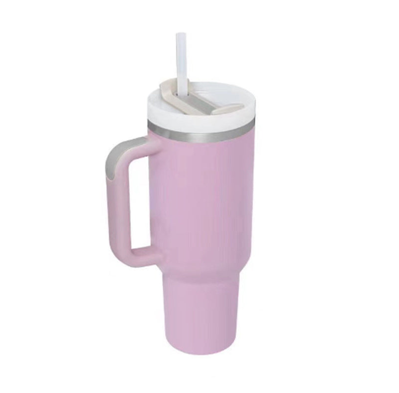 Tumbler With Handle Straw Insulated, Stainless Steel Spill Proof Vacuum Coffee Cup Tumbler With Lid Tapered Mug