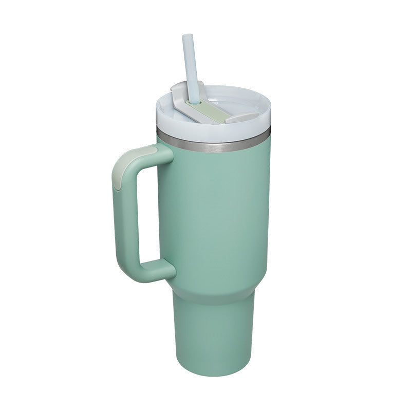Tumbler With Handle Straw Insulated, Stainless Steel Spill Proof Vacuum Coffee Cup Tumbler With Lid Tapered Mug