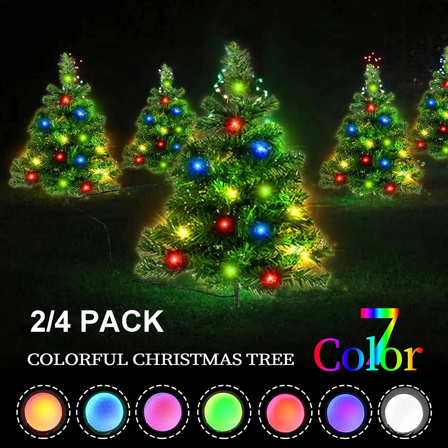 Solar Christmas Tree Solar Powered Trail Multicolor LED Light Christmas Tree