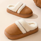 Fashion Warm Cotton Slippers For Women | Winter Bedroom Floor Suede Slipper
