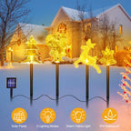 1 Set Of 5Pcs Mixed Christmas Decoration Light Solar Stake Light Waterproof Reindeer Snowflake Bell Christmas Tree Santa Claus Light Outdoor Landscape Light