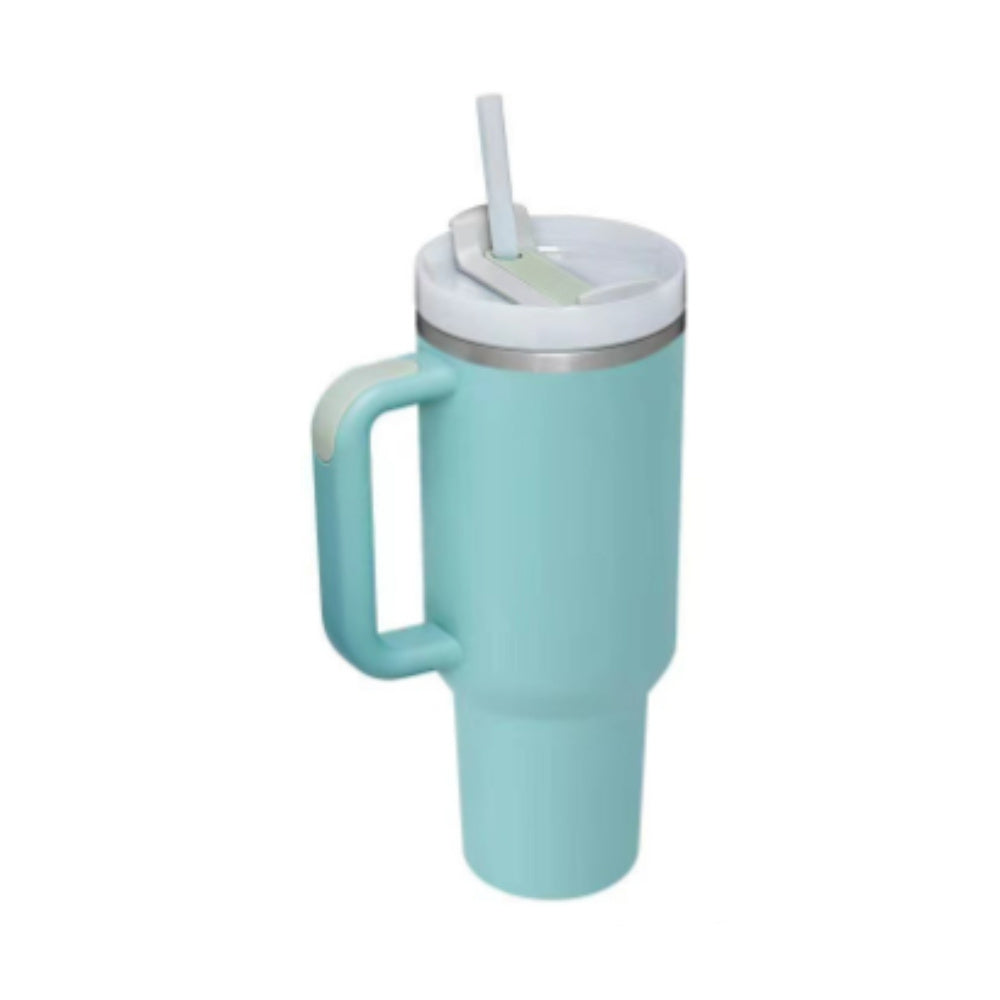 Tumbler With Handle Straw Insulated, Stainless Steel Spill Proof Vacuum Coffee Cup Tumbler With Lid Tapered Mug
