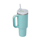 Tumbler With Handle Straw Insulated, Stainless Steel Spill Proof Vacuum Coffee Cup Tumbler With Lid Tapered Mug