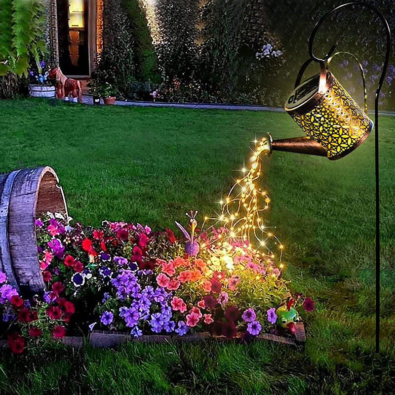2PCS LED Watering Can Solar Light Strings, Solar Lights Outdoor Decorative Lamp, Solar Lantern Outd