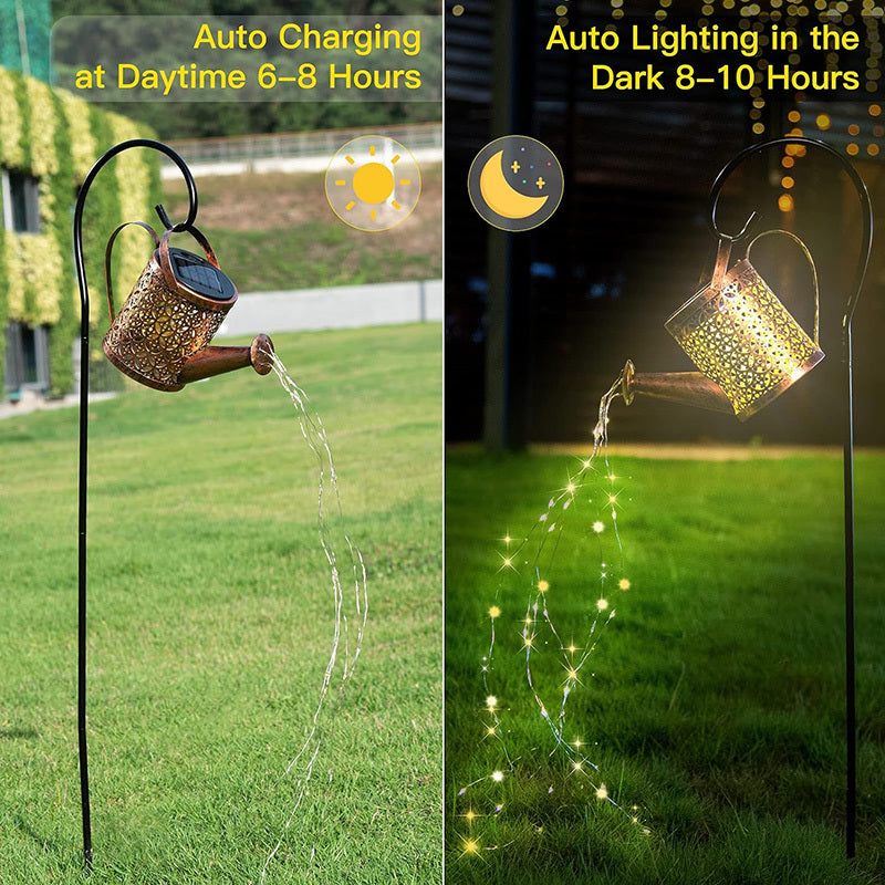 2PCS LED Watering Can Solar Light Strings, Solar Lights Outdoor Decorative Lamp, Solar Lantern Outd