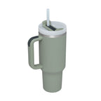 Tumbler With Handle Straw Insulated, Stainless Steel Spill Proof Vacuum Coffee Cup Tumbler With Lid Tapered Mug