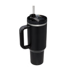 Tumbler With Handle Straw Insulated, Stainless Steel Spill Proof Vacuum Coffee Cup Tumbler With Lid Tapered Mug